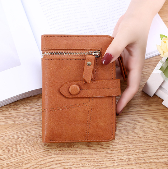 [HCM]Ví Nữ Ngắn Cầm Tay Nhỏ Gọn Xinh Xắn Kiểu Dáng Đẹp Da PU Cao Cấp Thời Trang Hàn Quốc Sang Trọng Và Lịch Thiệp (màu da nâu)