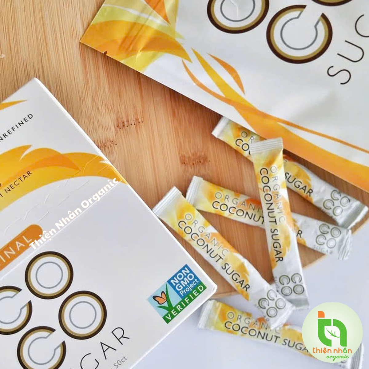Đường mật hoa dừa hữu cơ PT CoCo 454g , Hộp 50 gói x4gr Organic Coconut Sugar