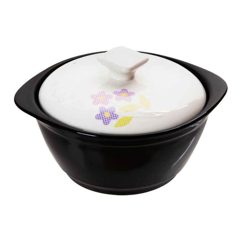 [HCM]Nồi Đất Nắp Sứ Hoa Văn Cao Cấp Tucbeghi 550ML - 1.5L - Donghwa - Màu Đen Nâu