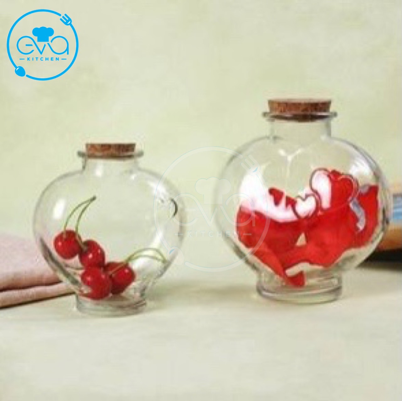 [HCM]Bộ 2 Bình Thuỷ Tinh Nắp Nút Bần Kiểu Dáng Trái Tim 600 Ml / Ly Thuỷ Tinh Trái Tim Nút Gỗ 600 Ml M3029