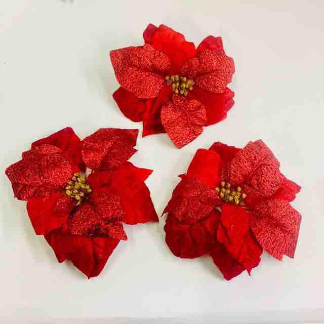 Sét 3 hoa trạng nguyên đỏ 23cm trang trí noel