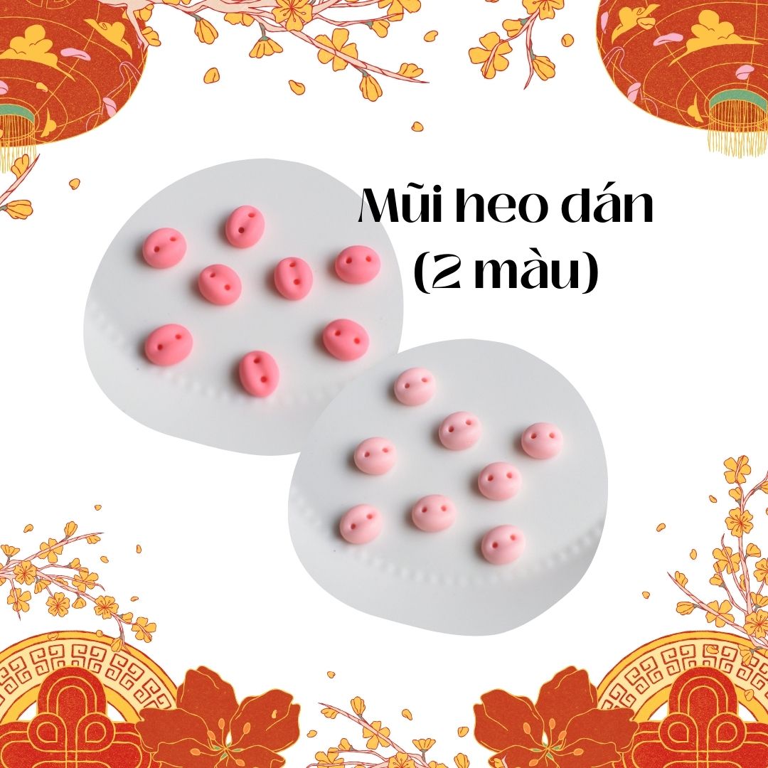 Mũi heo dán | Mũi thú len handmade (10 cái/set)
