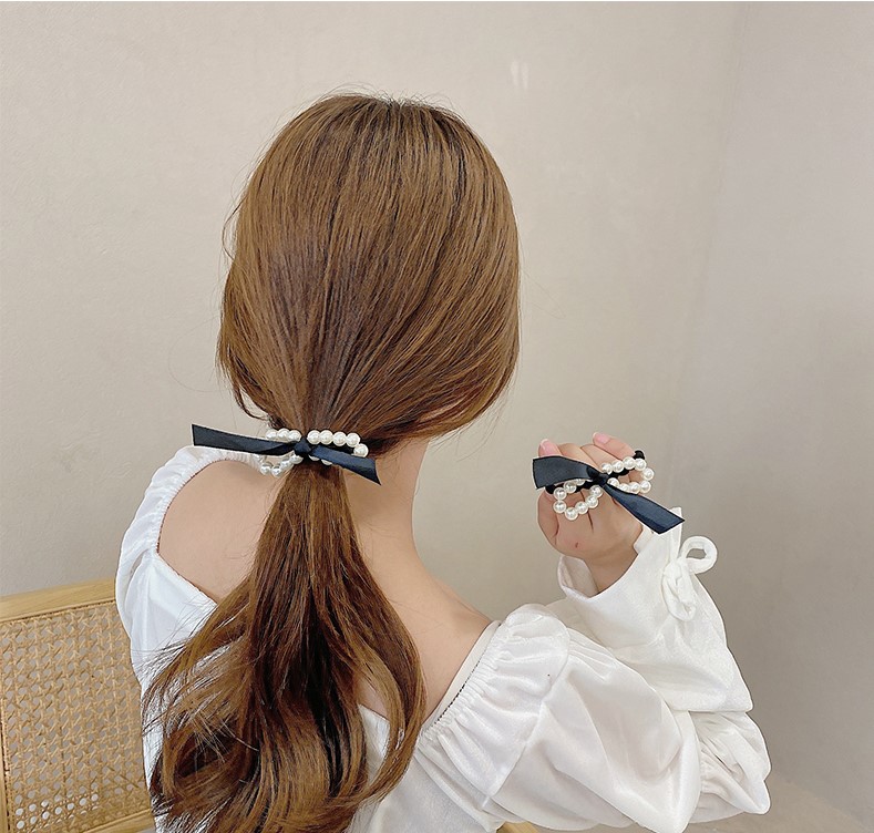 [HCM]Cột tóc Bell Mew nơ đính hạt tròn phong cách đồng quê TOC31