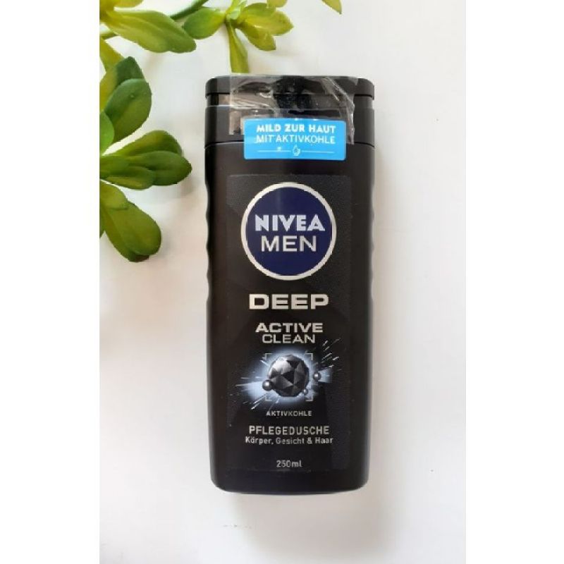Gm store- Sữa tắm gôi rửa mặt Nivea men Deep Active Clean 250 ml nhập khẩu