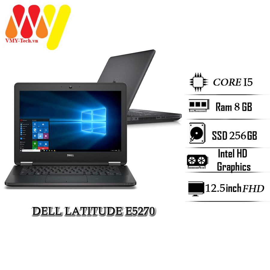 Dell latitude 5270, e5270 laptop, intel core i5 - 6200u, 8gb ram, 256gb ssd, 12.5inch hd screen, cheap dell e5270