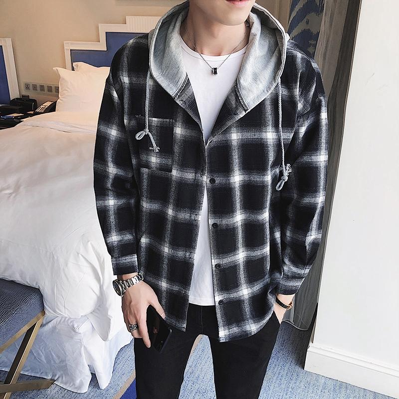 ÁO KHOÁC SƠ MI UNISEX CAO CẤP SỌC CARO PHỐI NÓN JF899 THỜI TRANG HÀN QUỐC CAO CẤP
