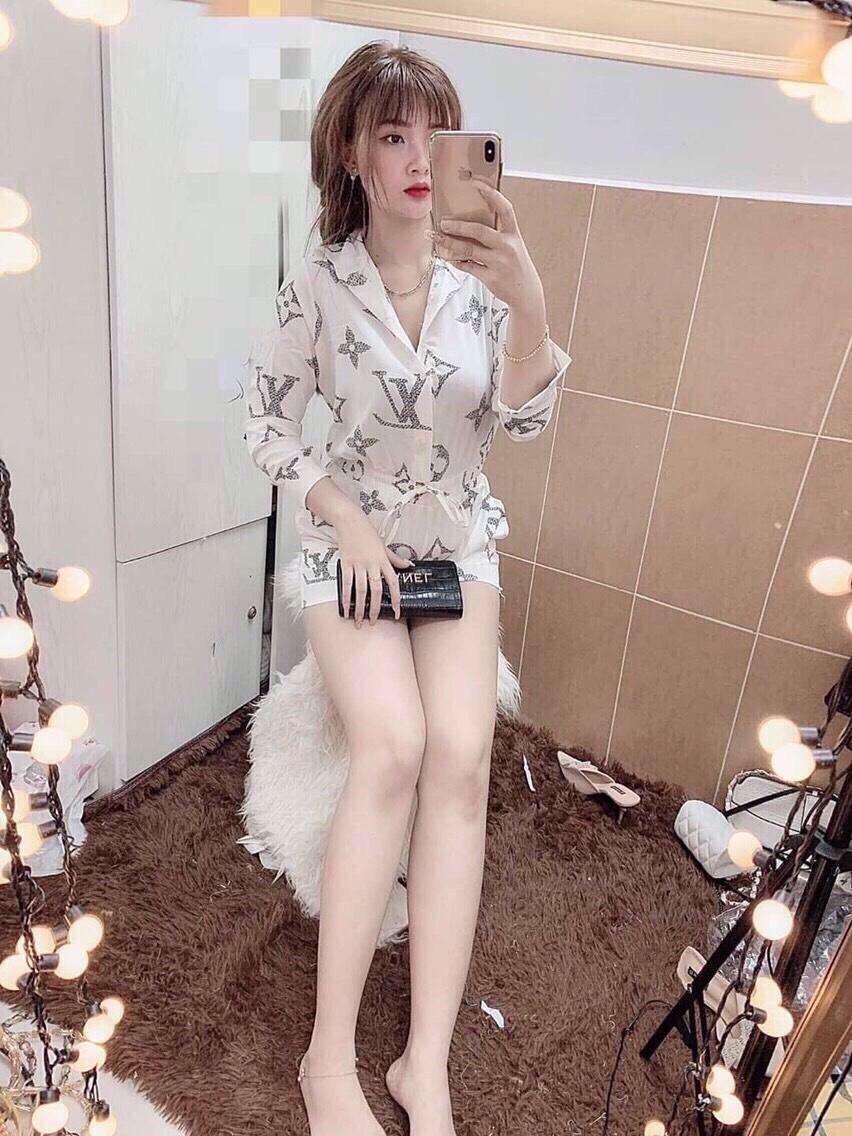 Sét bộ áo sơ mi in họa tiết