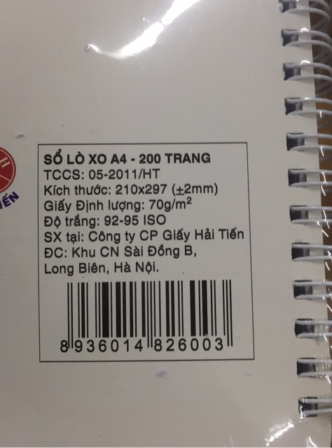 sổ lò xo A4 200trang Hải Tiến