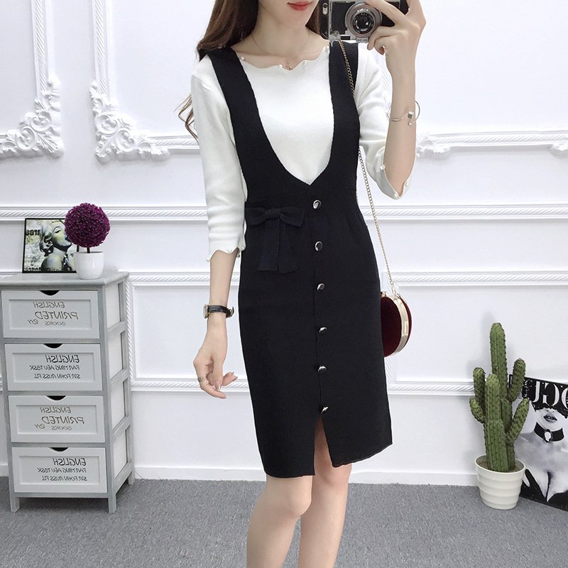 Đầm yếm len ôm body thời trang thu đông Al103