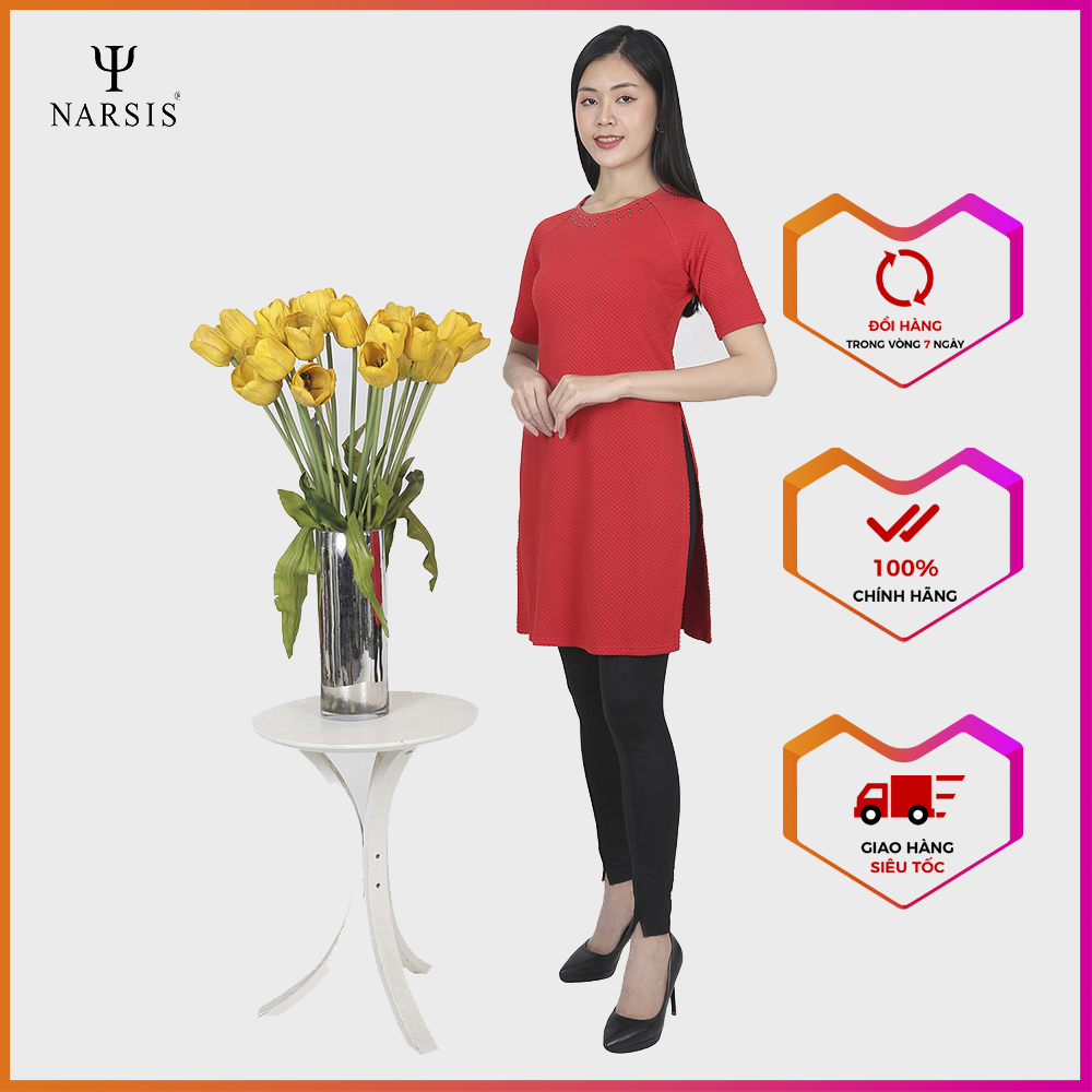 Áo dài cách tân Narsis L7091 màu đỏ