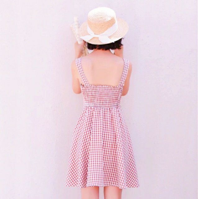 VÁY 2 DÂY KẺ CARO SIÊU XINH