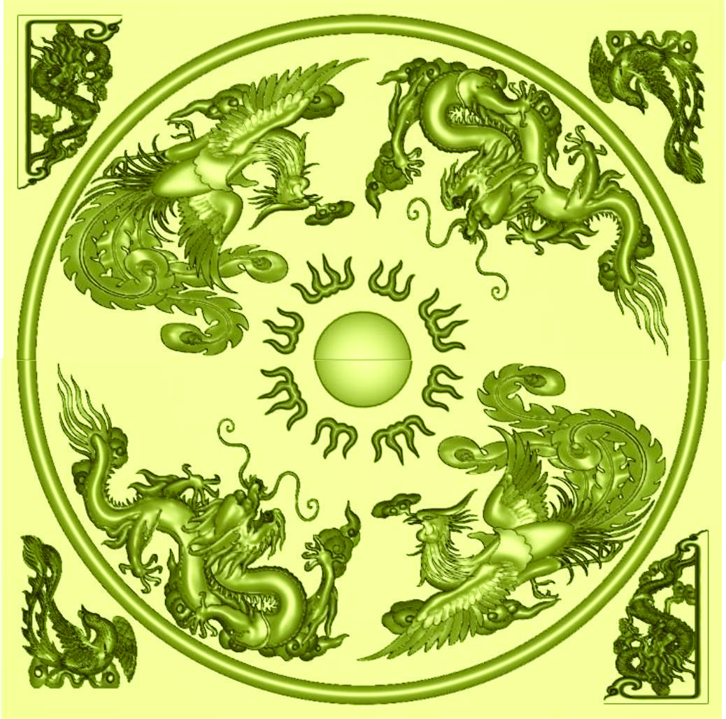 Tranh - Mâm trần Rồng phượng