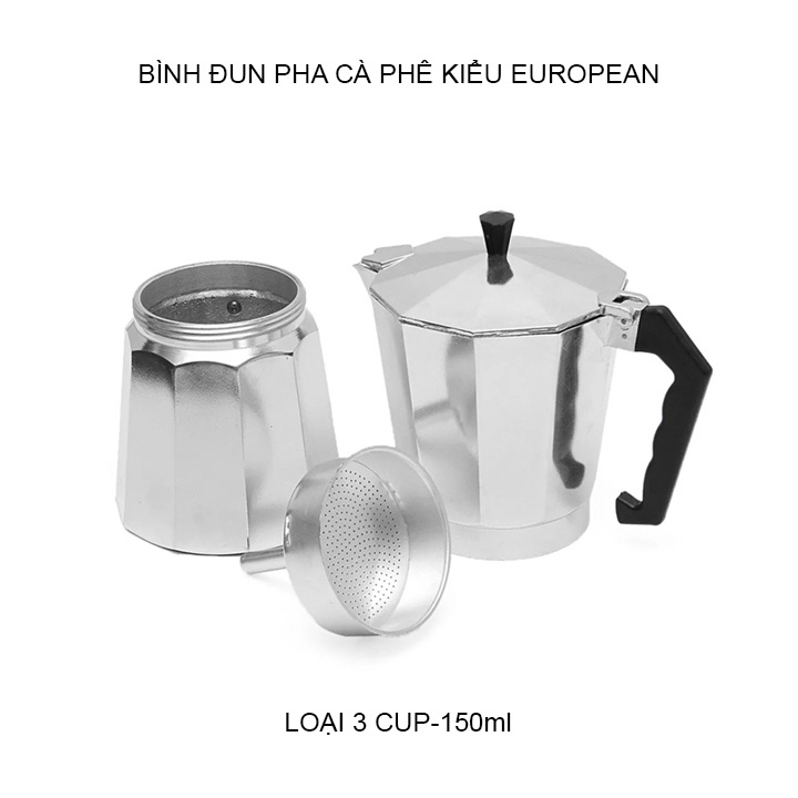 Bình đun pha cà phê 3 Cup-150 ml kiểu pha theo phong cách Châu Âu