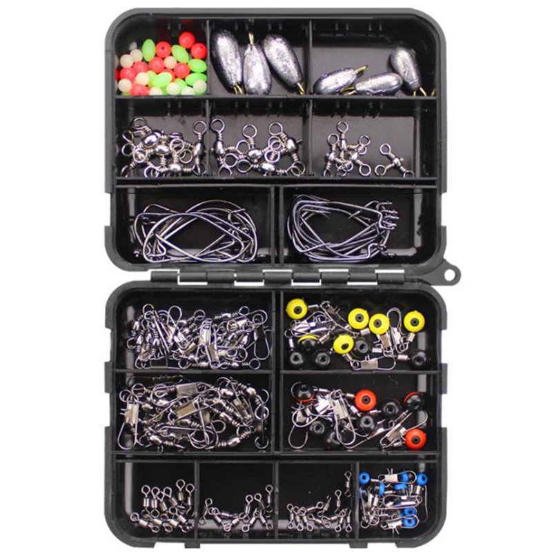 Mua 160Pcs/Box Fishing Accessories Kit, Including Jig Hooks,Swivels Snaps, Fishing Line Beads, Fishing Set with Tackle Box