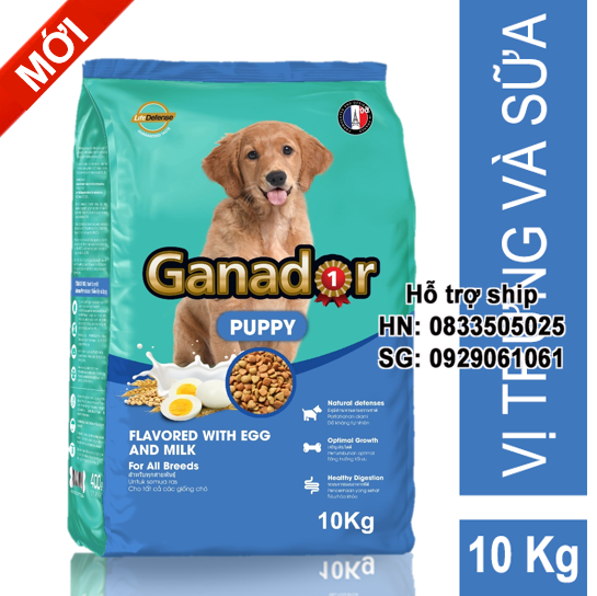 10kg Thức ăn cho chó Ganador Puppy vị Trứng và Sữa - Thức ăn hạt cho chó con dưới 1 tuổi Ganador trứng sữa - HANPET HCM