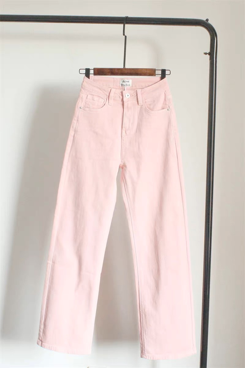 Quần jean baggy nữ suông màu hồng cute phong cách Ulzzang - Quần rin nữ ống rộng OBOKFASHION QBG339