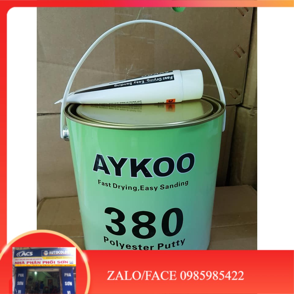 Bột - bả matit trám trét kim loại - nhựa đa dụng polyester putty yakoo-aykoo 380 4kg