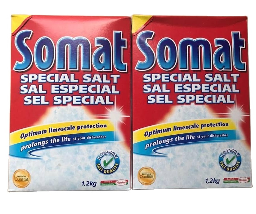 combo 2 hộp muối rửa chén bát ly somat 1,2kg dùng cho máy rửa bát