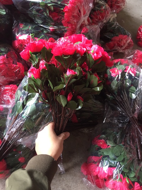 Hoa giả,hoa vải lụa - CÂY HOA ĐỖ QUYÊN CAO CẤP.