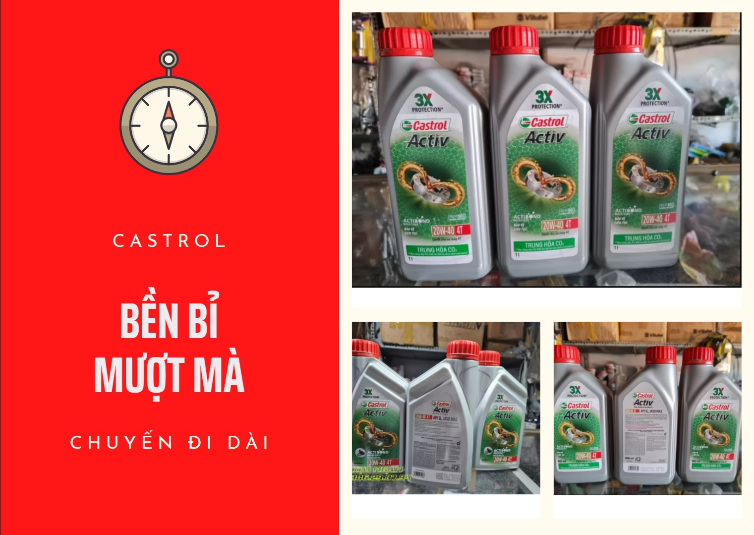 [HCM]Nhớt Castrol Activ 20W40 , 800ml