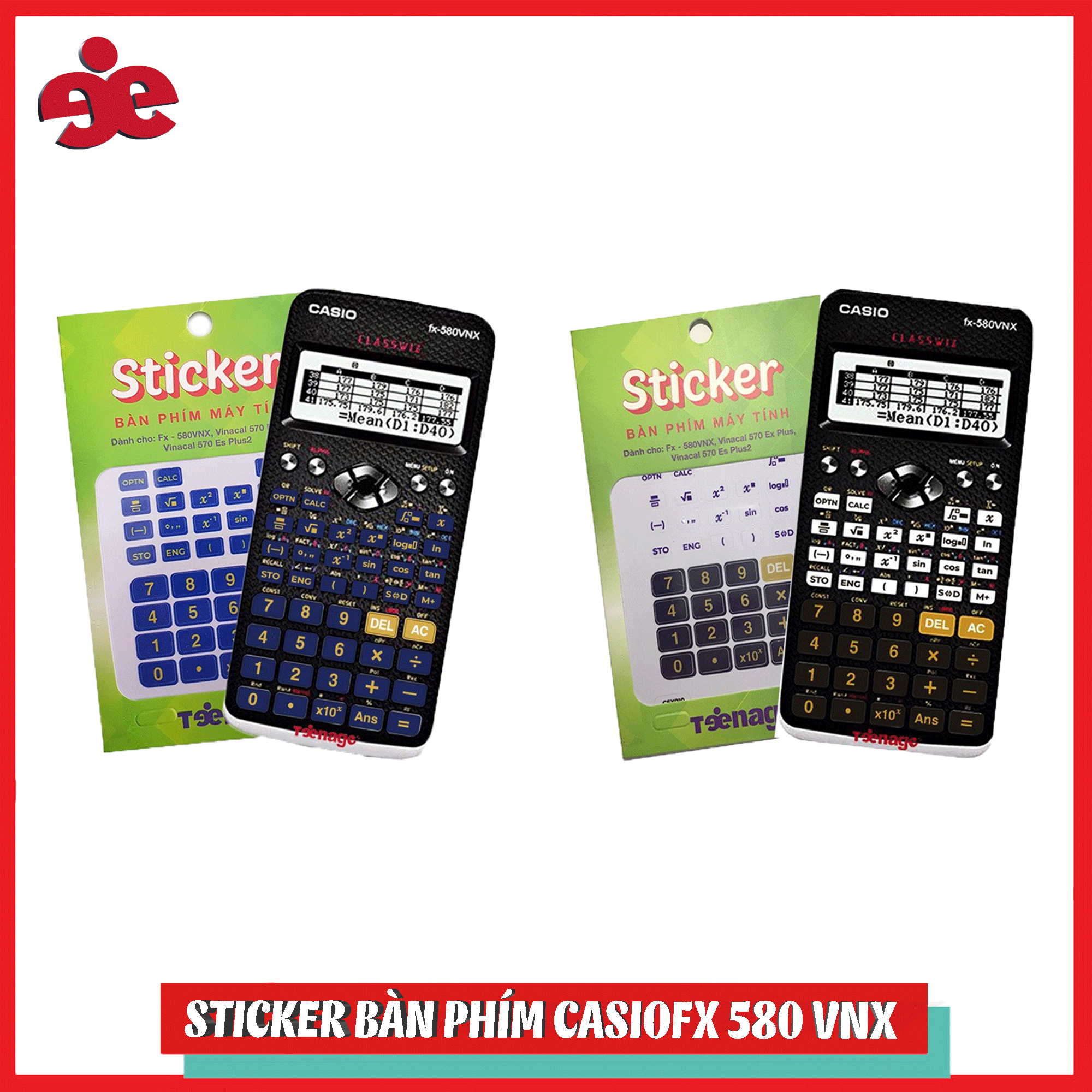 Bộ 2 sticker bàn phím CasioFx 580 VNX