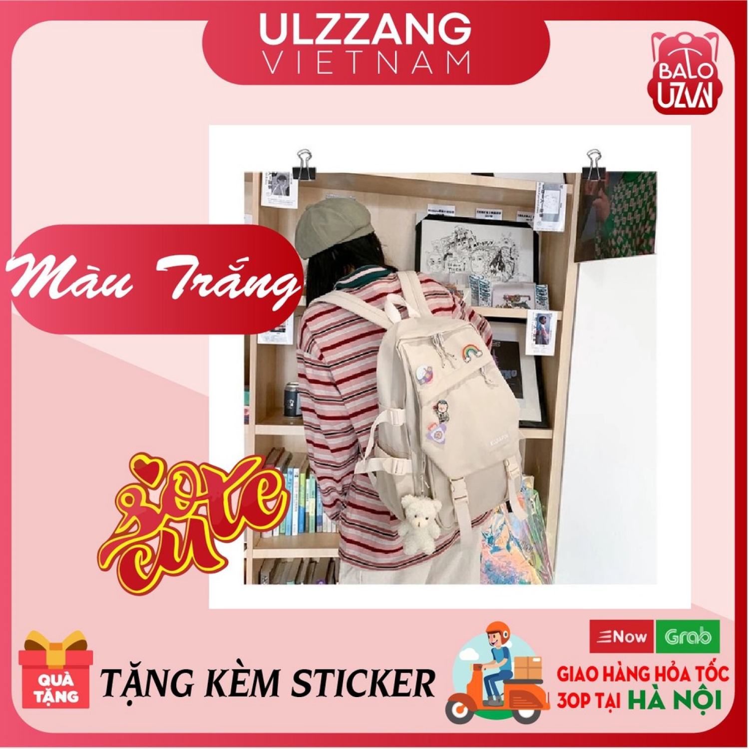 Balo nữ đi học thời trang Ulzzang Hàn Quốc, cặp sách đẹp hàng cao cấp dễ thương, túi xách học sinh chống nước.