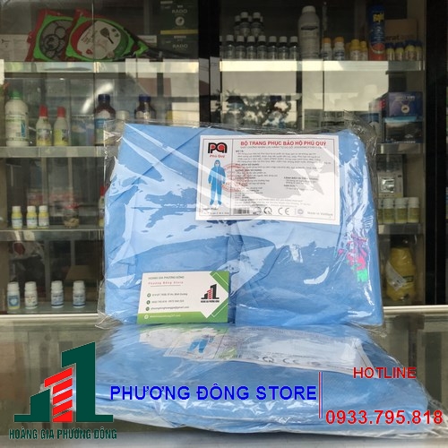 Bộ đồ bảo hộ y tế màu xanh 4 món