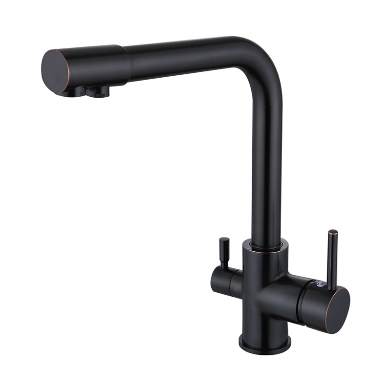 Vòi rửa bát 3 đường nước Lukas Korea Black