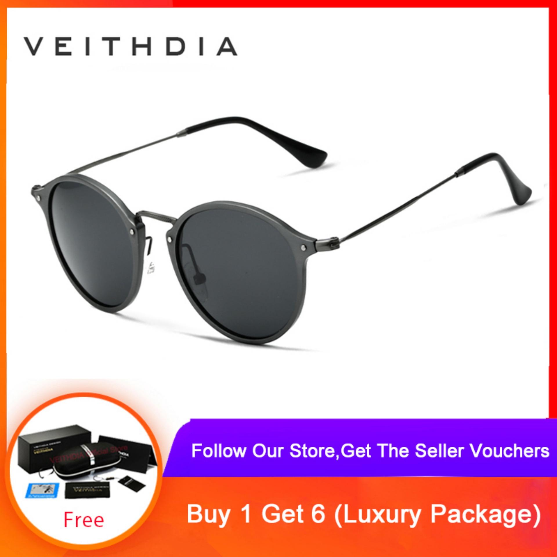 VEITHDIA Fashion Unisex Sun Glasses Polarized Coating Mirror Sunglasses Round Male Eyewear For Men/Women 6358