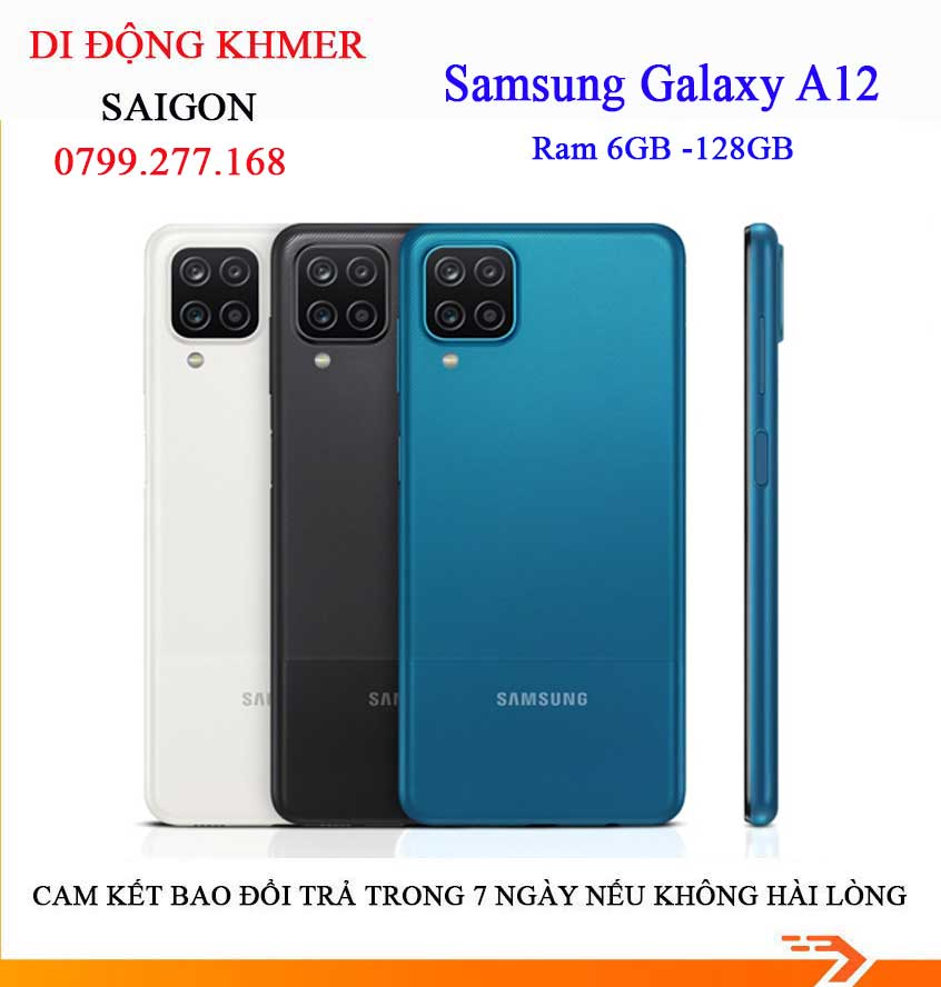 Điện thoại Samsung Galaxy A12 Ram 6GB bộ nhớ 128GB máy zin full chức năng pin 5000 mAh tặng kèm 1 ốp lưng