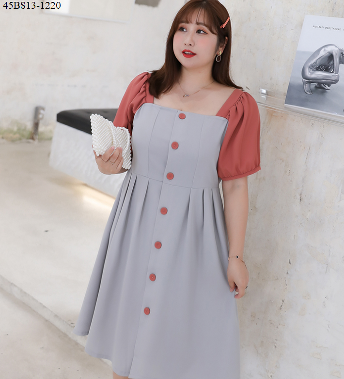 ĐẦM XÒE PHỐI MÀU CỔ VUÔNG CAO CẤP BIG SIZE