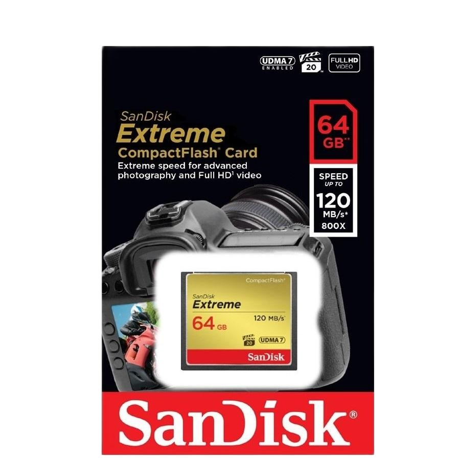 Thẻ nhớ compactflash sandisk extreme 64gb 800x 120mb/s - bảo hành 05 năm