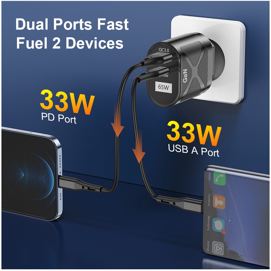 Củ Sạc Nhanh 33W GaN GaN Nitride PD 33W+QC3.0