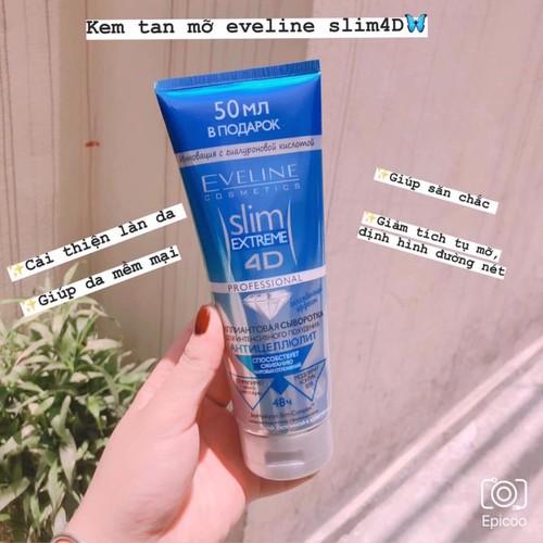Kem tan mỡ bụng đùi Eveline Slim Extreme 4D Nga 250ml