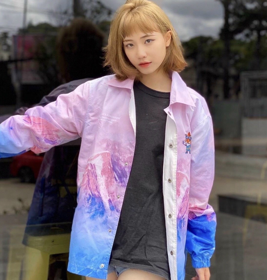 Áo khoác dù loang nữ form rộng PHẢN QUANG unisex TP48