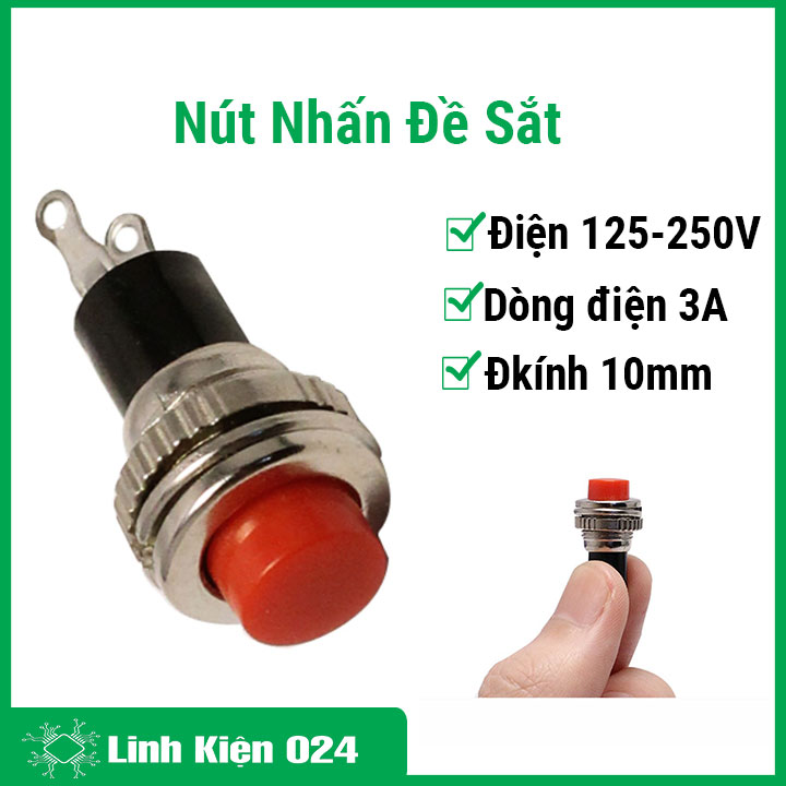 Nút nhấn đề sắt cỡ vừa đường kính 10mm