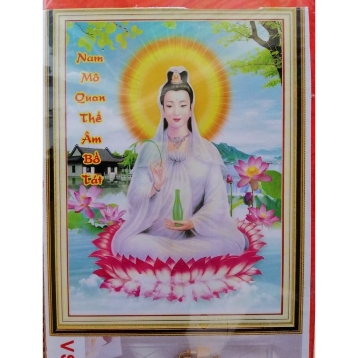 Tranh đính đá quan âm bồ tát . kích thước: 70cm x 50cm