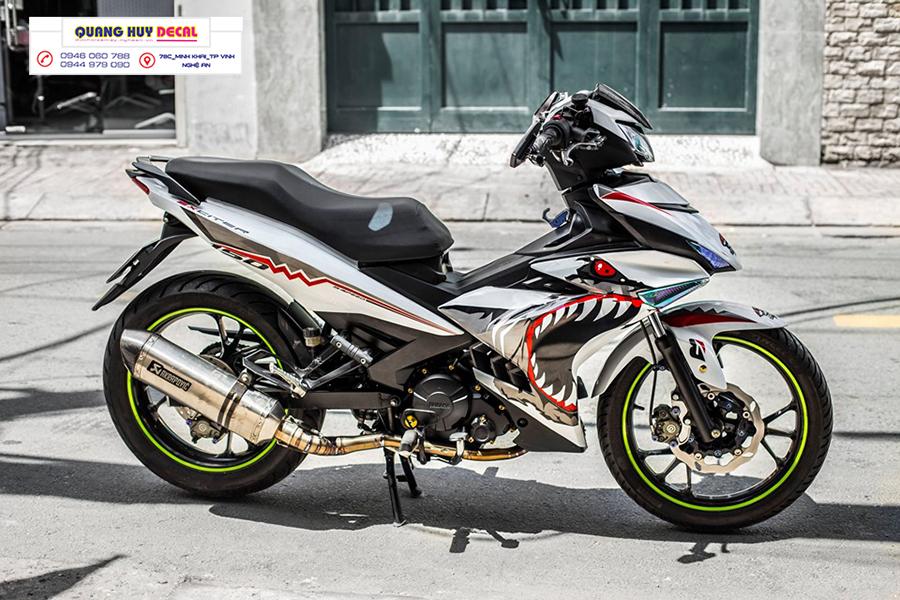 Tem trùm Exciter 150 cá mập trắng xám shark- Độ dán team trùm decal xe máy ex150 cá mập trắng xám shark - Team trùm decal xe máy ex 150 rẻ đẹp và chất