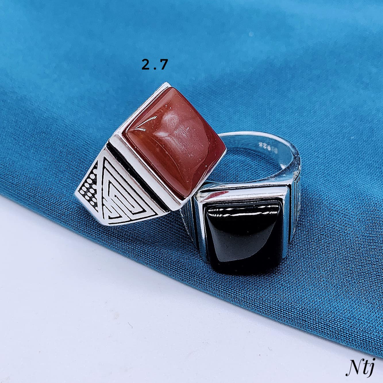 Nhẫn bạc nam mặt đá vuông chất liệu bạc s925 MS245a