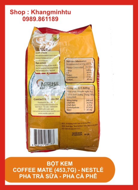 Bột kem coffee mate 453,7G - Nestle .Pha trà sữa, pha cà phê.