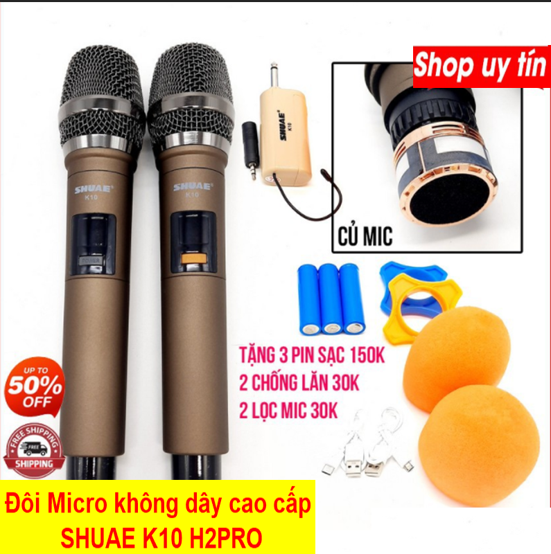 [ XẢ KHO CUỐI NĂM] Combo 2 Micro Không Dây Cao Cấp SHUAE K10Micro Không Day Giá Rẻ Micro Hát Karaoke Tốt Micro KaraokeMicro Thu ÂmMicro Live Tream Âm Thanh Chắc Khỏe Dày Tiếng Hát Lớn Cao Không Bị Bể Tiếng Tiết Kiệm Pin