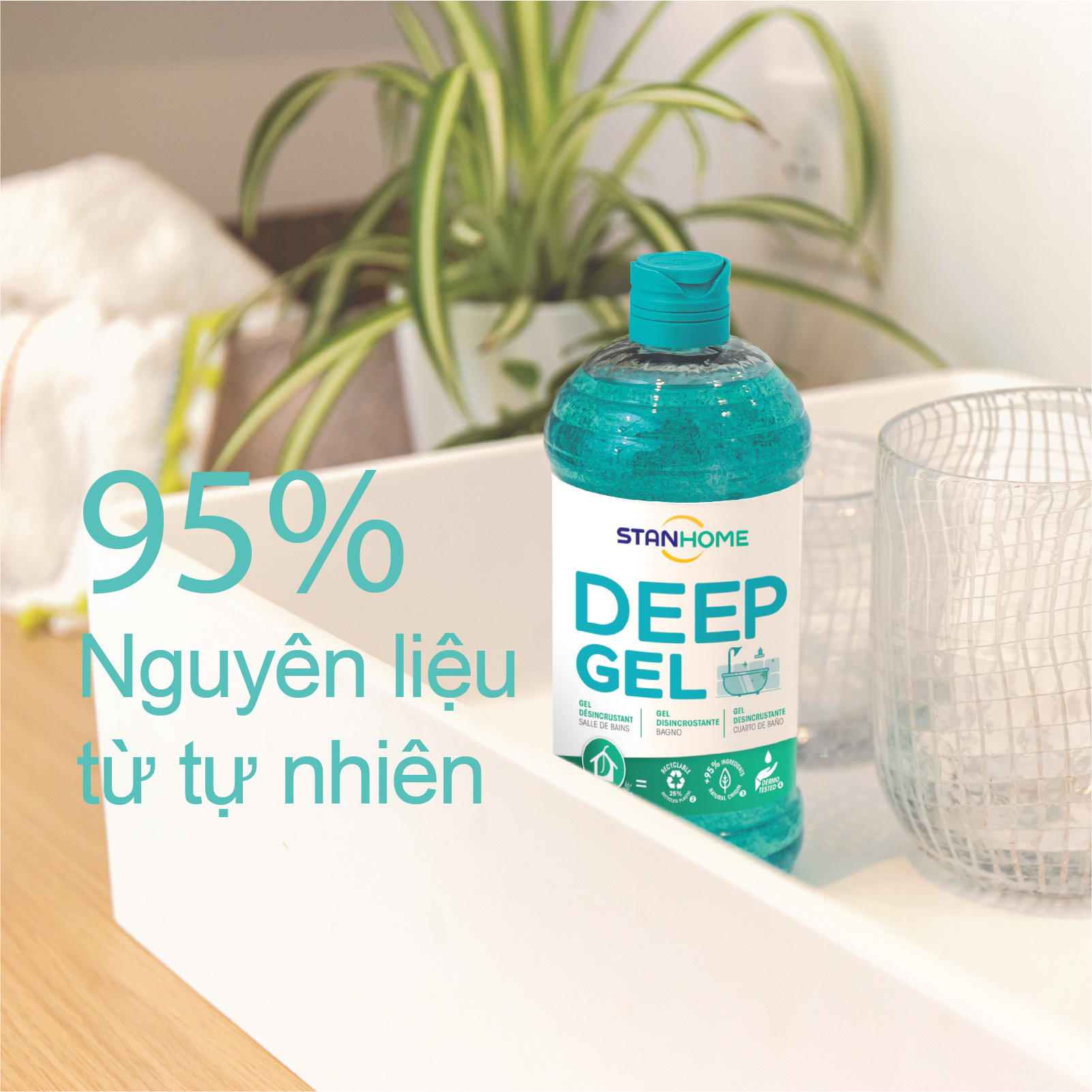 Gel làm sạch đa năng cho cặn canxi, nước cứng Stanhome DEEP GEL 750ml- chai trong
