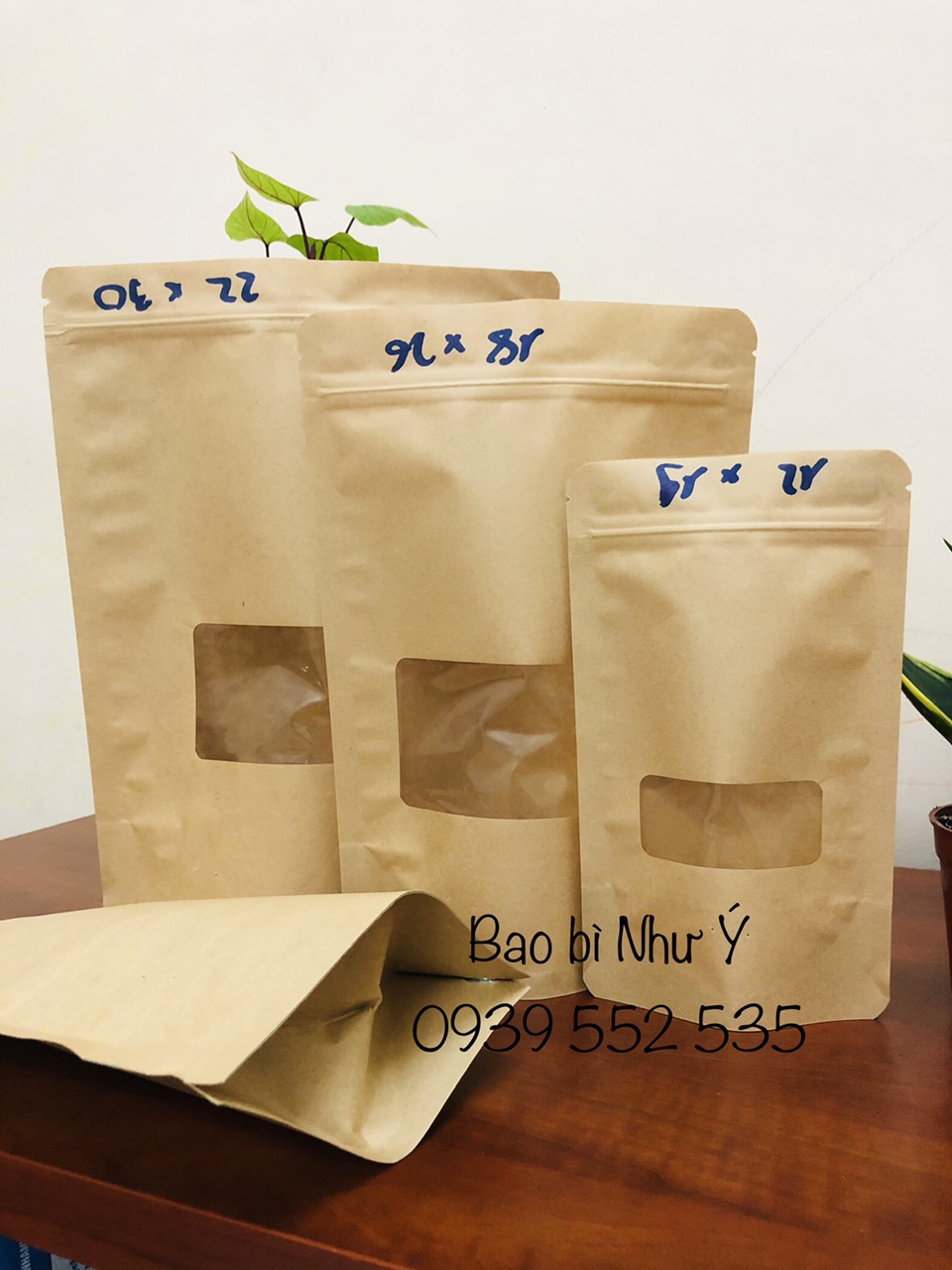 [GIÁ THANH LÝ - 1KG/SIZE] - TÚI ZIPPER GIẤY KRAFT CÓ CỬA SỔ-ĐỰNG MỨT CAFE BỘT, SẢN PHẨM Y HÌNH