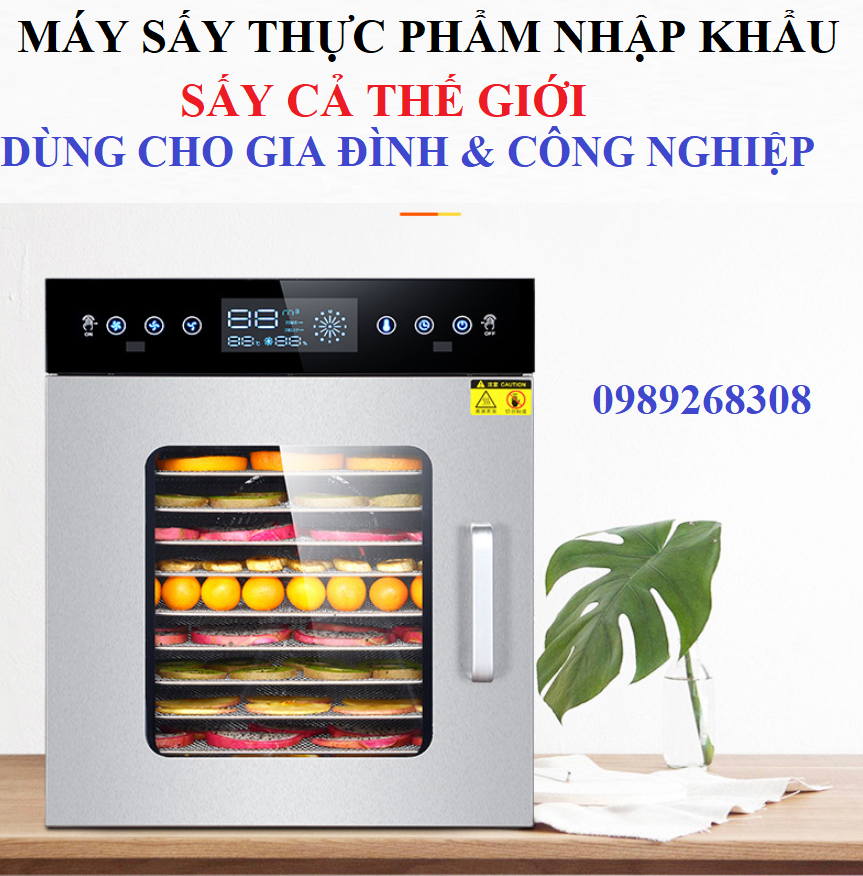 Máy sấy thực phẩm 8 khay- 100% inox dày dặn- Hàng cao cấp