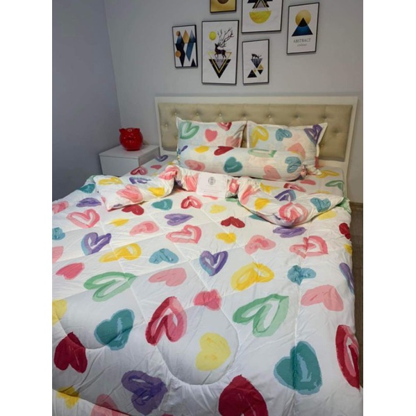 Bộ chăn hè trần bông ga gối 5 món poly cotton hàng loại 1 được chọn mẫu