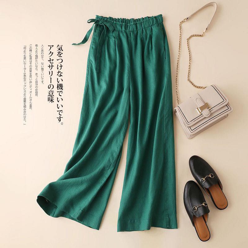 Quần culottes đũi dáng dài ống rộng siêu Hot dáng suông dễ phối đồ-DTS
