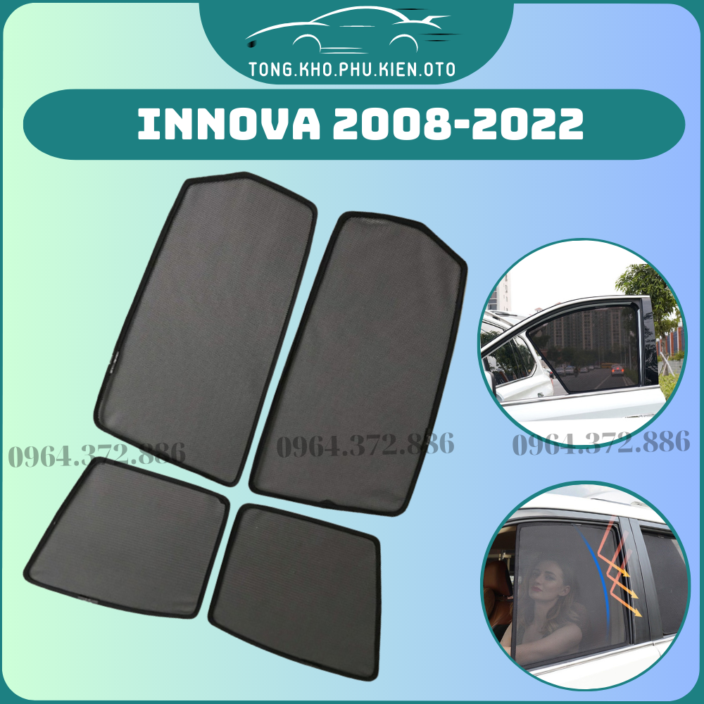 Rèm che nắng xe Toyota Innova 2006 - 2024- Bộ 4 tấm 4 cửa chắn nắng vừa khít form xe, nam châm hút mạnh