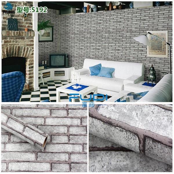 Cuộn 5m Decal giấy dán tường gạch xám rêu khổ rộng 0.45m sẵn keo