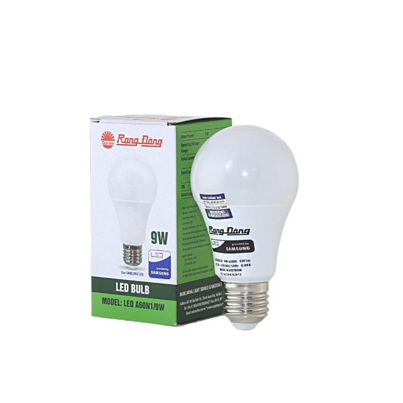 Bóng đèn LED Bulb tròn A60N1 - 9w chính hãng Rạng Đông chip LED SS chất lượng ánh sáng hoàn hảo bảo vệ thị lực