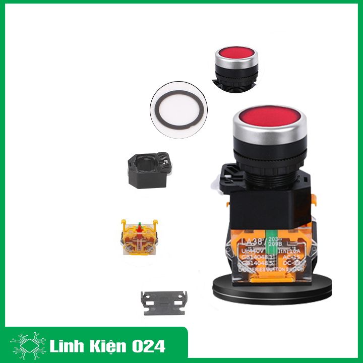 Nút nhấn đề giữ có đèn LA38 380V 10A 2 thường mở